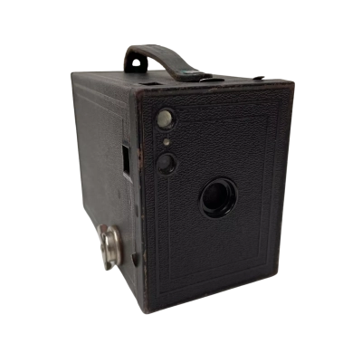 Eastman number two brownie model F box camera in original canvas bag