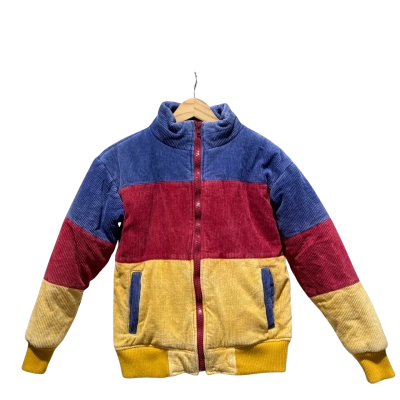 Dangerfield Womens  Size XS Bomber Jacket Blue / Maroon / Mustard 