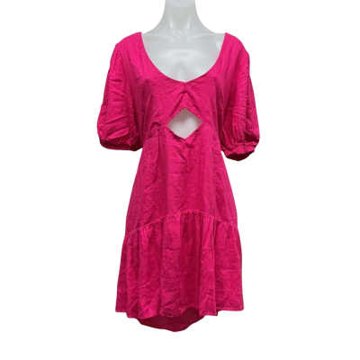 Showpo Womens Linen Mix Size 20 Mini Dress Hot Pink  