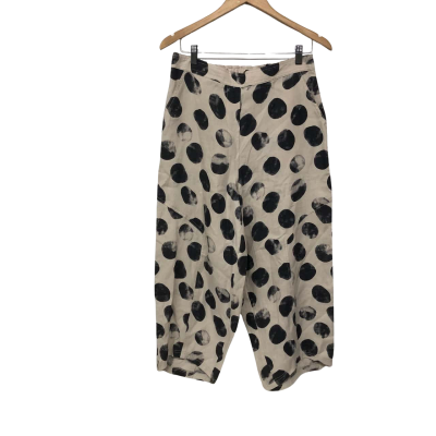 Foil Clothing Womens  Size 12 Linen Cropped Pants Beige / Black  - NEW