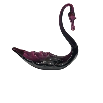 Vintage Purple Art Glass Swan 8in Tall 3in Wide 