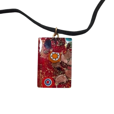  Women's Red and Multicoloured Murano Glass Necklace 