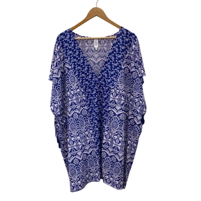 Tigerlily Womens  Size 12 Kaftan Coverall Blue / Pattern / White 