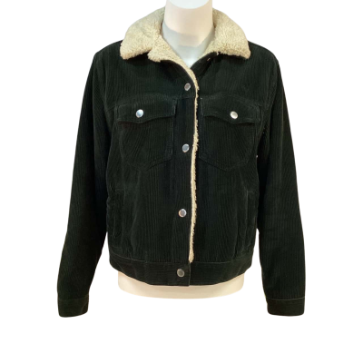 Topshop Womens Size S Faux Fur Jacket Green 