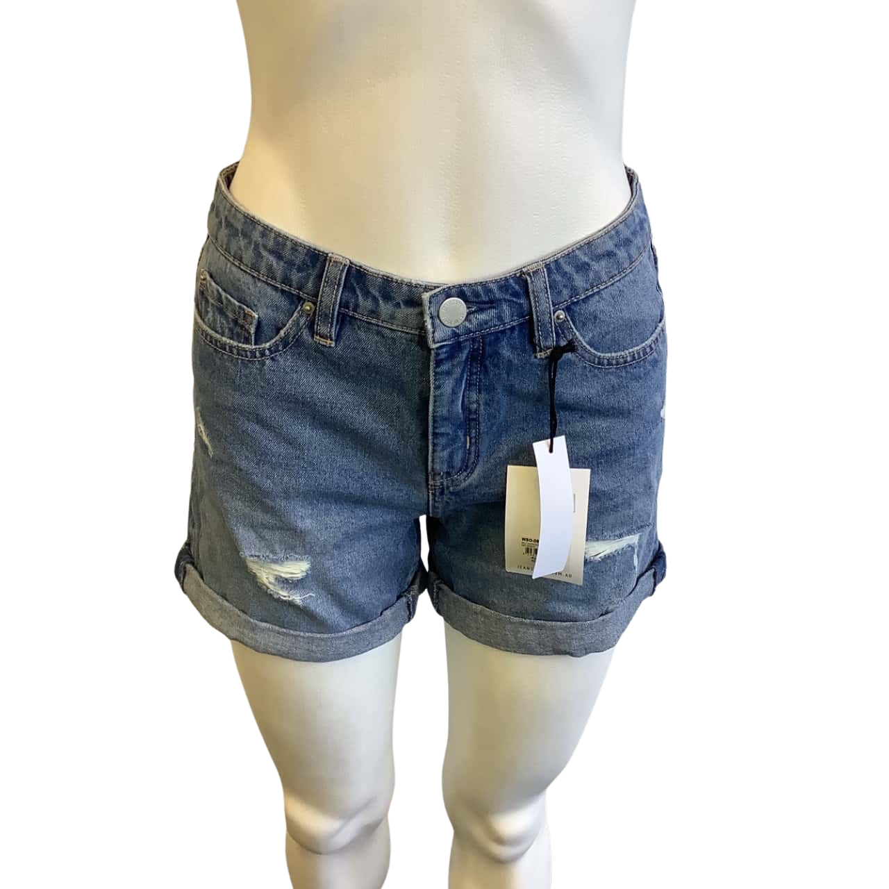 Distressed Boyfriend Denim Shorts Blue