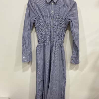 Witchery Womens  Size 6 Casual Dress Blue / Pinstriped / White 