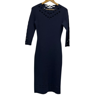 Maje Womens  Size 2 Knit Midi Dress Navy Blue 