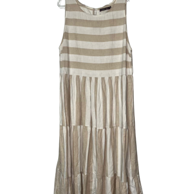 Mister Zimi Size 16 Beige / White stripe dress 