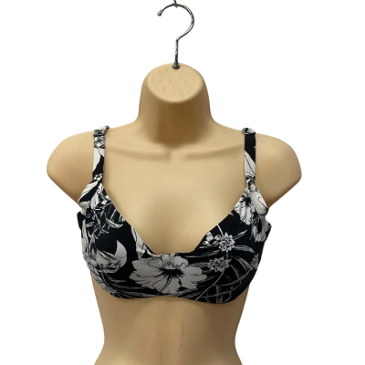Roxy Grace And Glide Size 8 / S D Cup Bikini Top Black  / Floral / White 