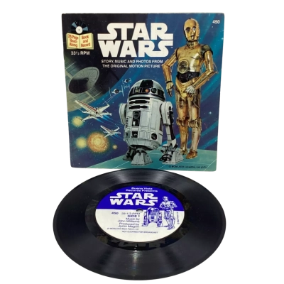 Vintage 1979 Star Wars 24 Page Read-Along Book and 33 1/3 Record #450 Vinyl
