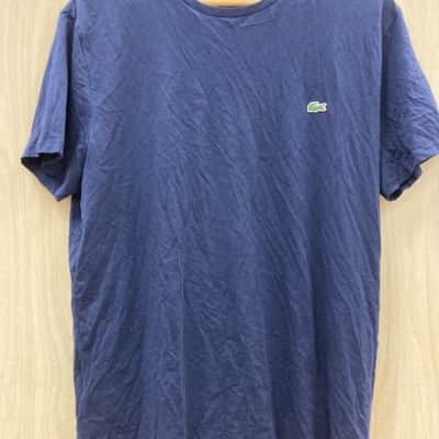 Lacoste Mens  (4) Size M Short Sleeve Shirt Navy Blue 