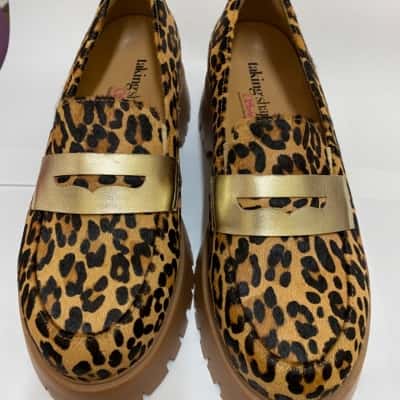 Taking Shape Orthotic Chunky Penny Loafer Leopard Size 39 BNWT