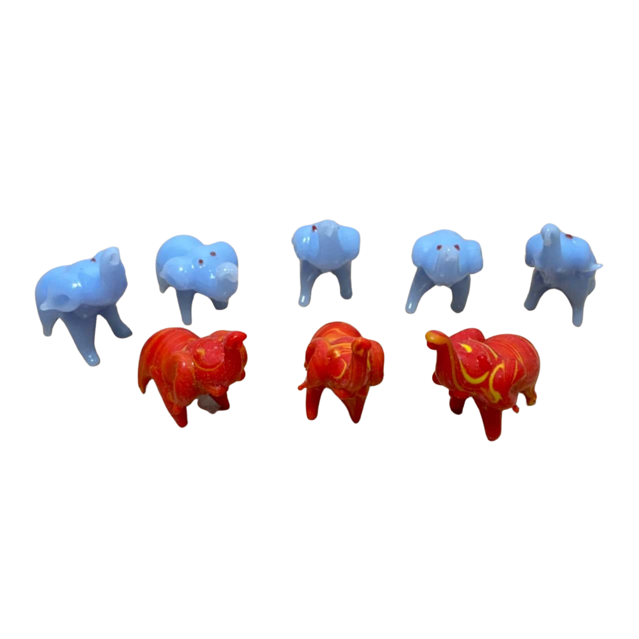 Glass Elephant Set of 8