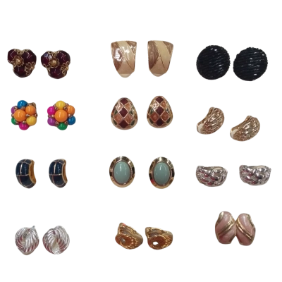 12 Assorted Clip On Earrings 