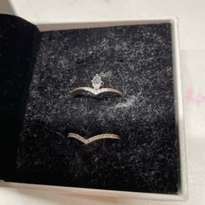 Pandora Womens 2 Ring Silver set in box 