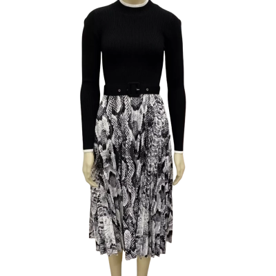 Karen Millen Womens  Size XS Long Sleeve Dress Black  / Pattern 