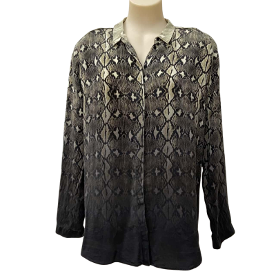 Country Road Women's Long Sleeve Silk Shirt in a snakeskin pattern