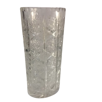 Bohemian Hand  Cut Crystal Vase Approx 23 x 11cm