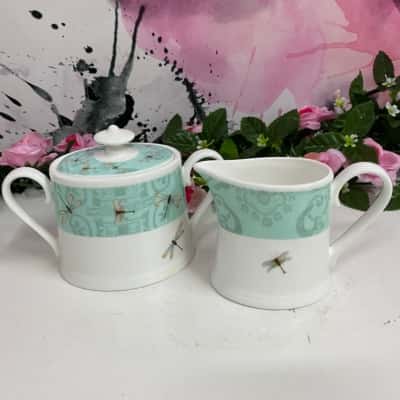 Christopher Vine Milk/Creamer & Sugar Bowl Dragonfly