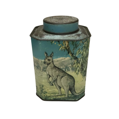 Vintage Bushells 1 Pound Octagonal Tea Tin Circa Mid-20th Century