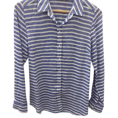 Sussan Womens  Size 10 Long Sleeve Shirt Blue / Striped / White 