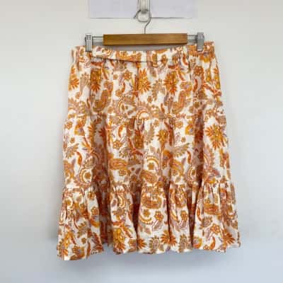 Betty Basics Paisley Cameron Linen Blend Mini Skirt  Size 14 