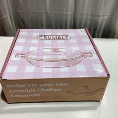 Crumble Grey Round Shallow Casserole Pot