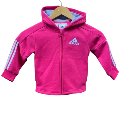 Adidas Kids Bright Pink Zip-Up Hoodie Size 18-24M