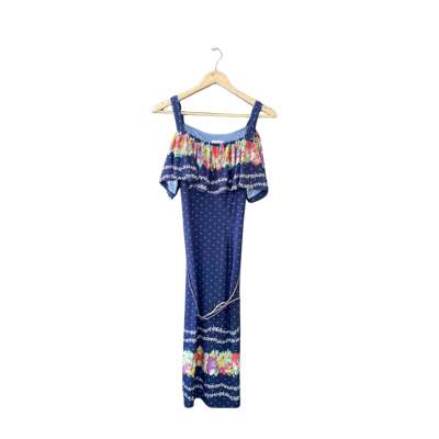 Leona Edmiston Size 1 Casual Strapped Dress Beige/Multicoloured/Navy Blue/Pattern BNWT