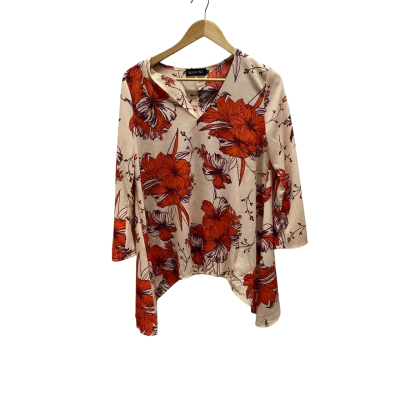 Serafina Womens  Size S Orange Floral Top