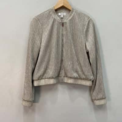 Ever New  Womens  Size 10 Cropped Jacket Metallic Silver 