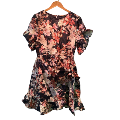 Portmans Womens  Size 12 Midi Dress Blue / Floral / Pink  