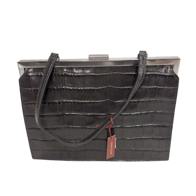 Oroton Icon Croco Frame Clutch in Smokey Colour