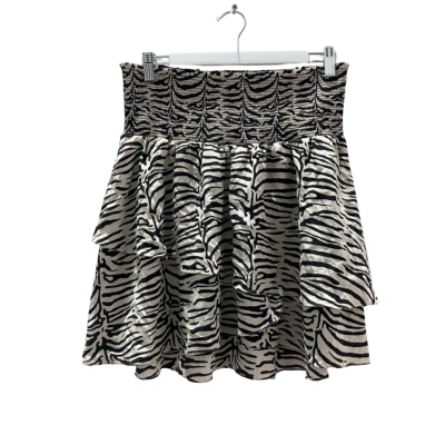 Husk Women's Size 12 Mini Ruffled Zebra Skirt 100% Silk