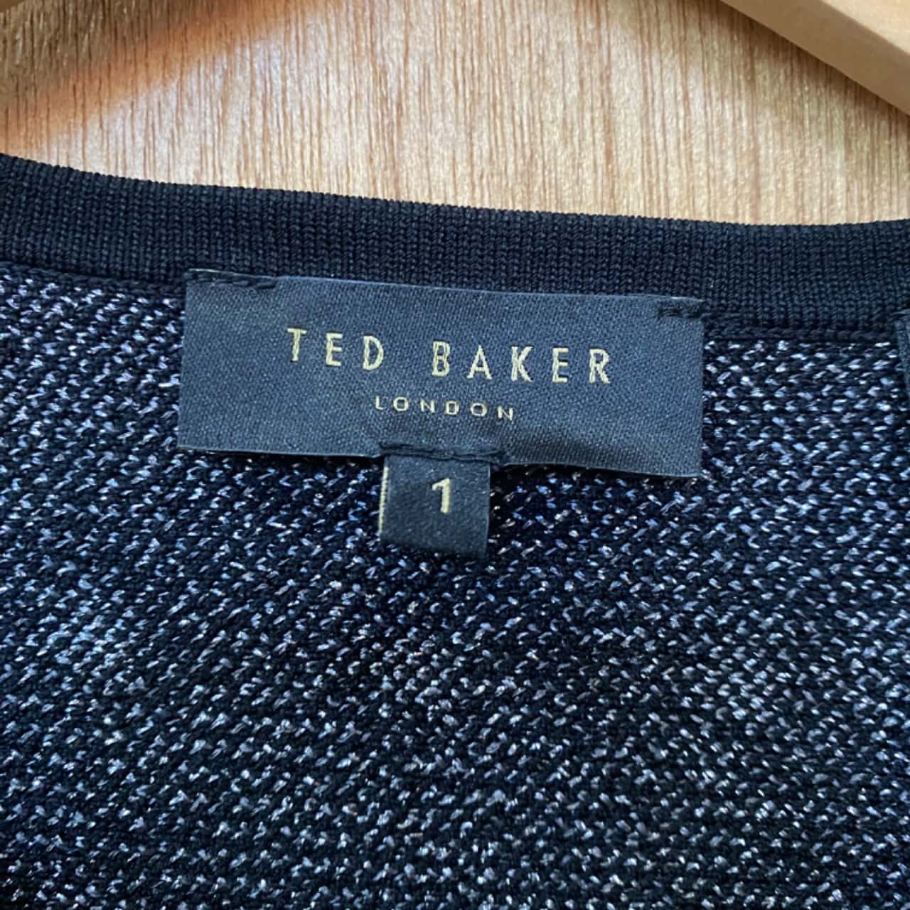 Ted Baker Black/Silver Star Pattern Cardigan Size 1