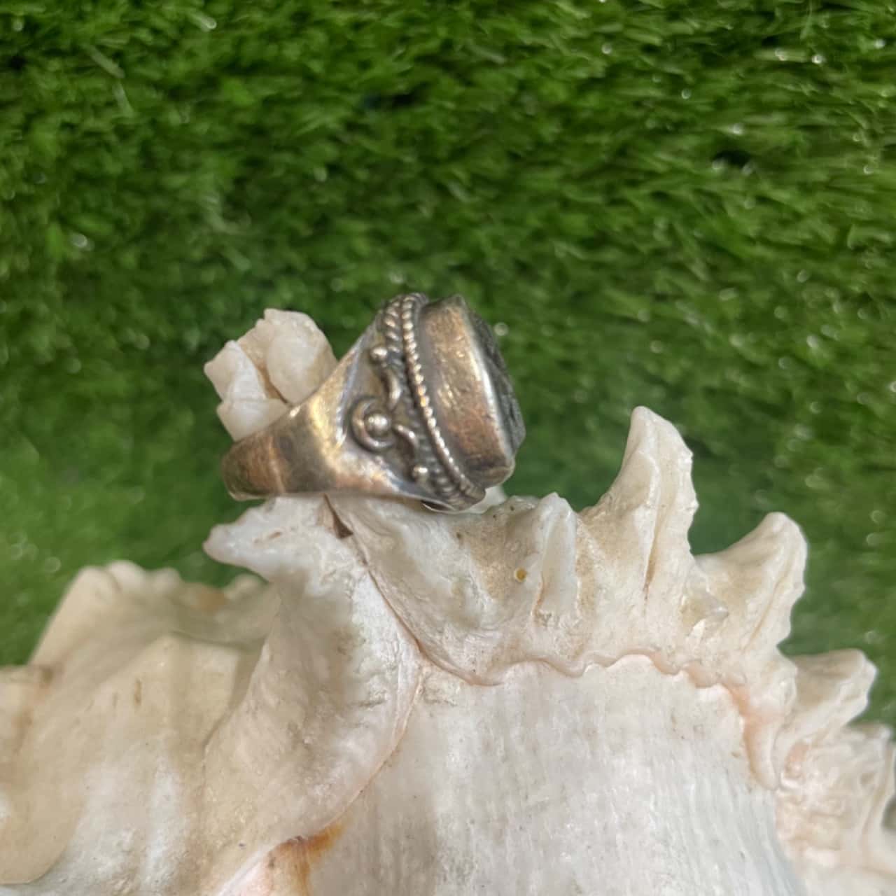 Sterling Sliver Square Glass Stone Ring (Stamped 925)(s)