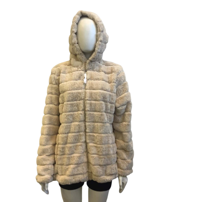 Brand New Giolshon Womens Size L Faux Fur Winter Jacket Beige