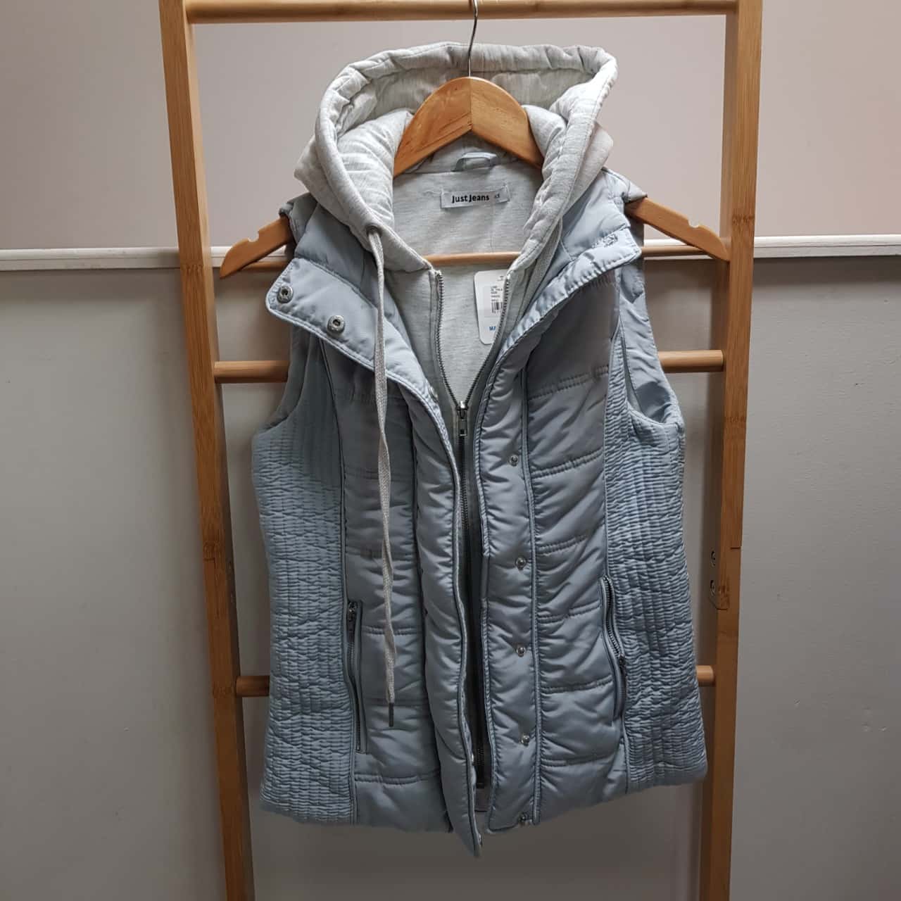 Jeans Womens Puffer Jackeet Vest Grey 