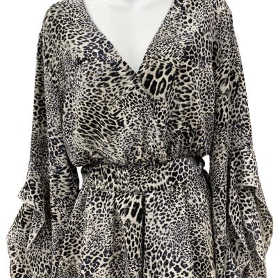 White Closet Womens  Size 14 Long Sleeve Top / Party Top Animal print / Black  / White 