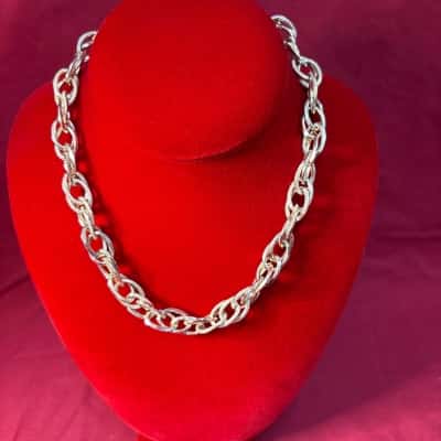  Women's Sermant Double Cable Chain Light Necklace with a Box Clasp Made in Germany
