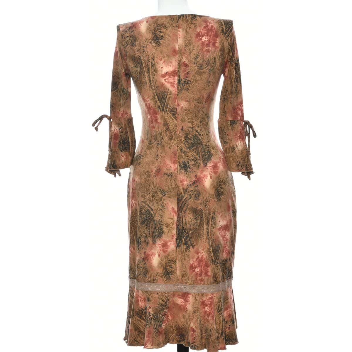 Le Chateau Women's Size M Long Sleeve Midi Dress Brown Pattern (s)