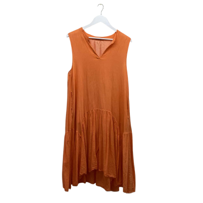Namastai Size S Beautiful Orange Cotton Dress with pockets