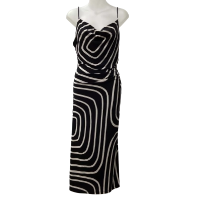 H&M Shoestring Midi Dress in Black and Cream Size M