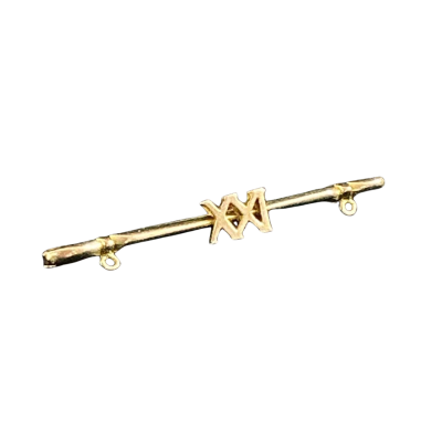  Womens Antique 9ct gold 21st Brooch - Roman numerals 