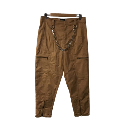 Bardot Womens Size 14 Caramel Brown Straight Leg Pants with Chain