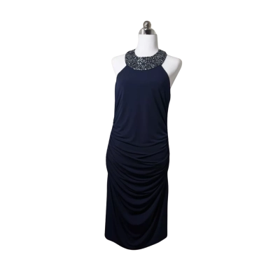Events Womens  Size 8 Midi Dress Navy Blue 