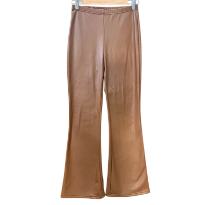 Motto Chocolate Brown Faux-Leather Flared Pants Size 10