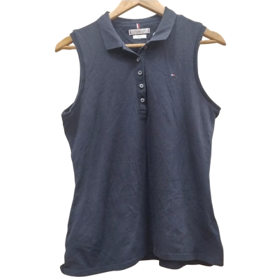 Tommy Hilfiger Womens Size L Short Sleeve Top Navy Blue (6)