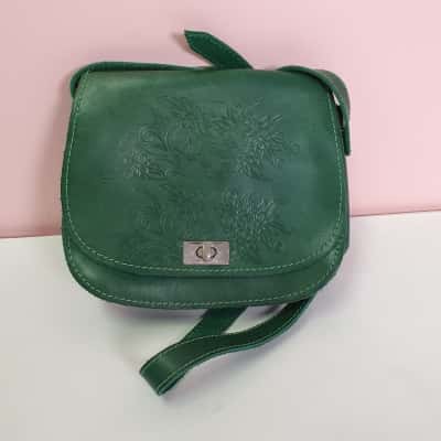 Alssa Women's Handmade Leather Green Crossbody Bag