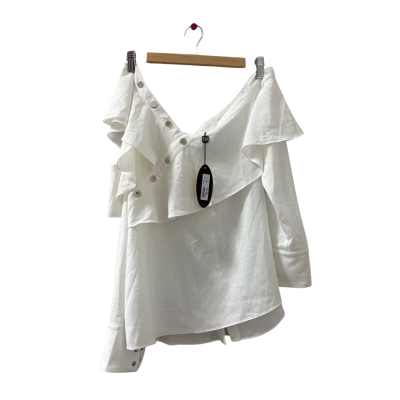 BNWT Bariano White Yarrow press stud Top - Size L 
